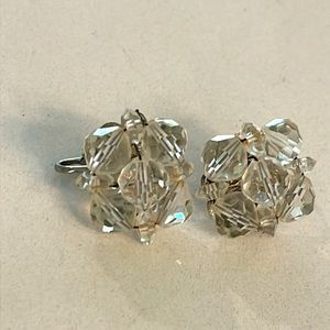 Coro Austrian Crystal Clear, Aurora Borealis Beads, Silver Backs, 1960s Vintage